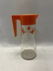 Vintage Tang Orange Atomic Starburst Glass Pitcher Anchor Hocking Flip Lid 1960s