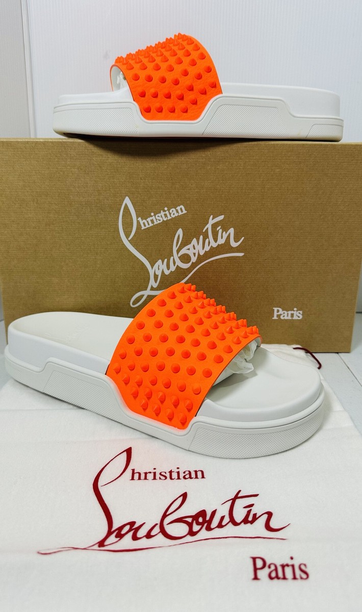 Christian Louboutin Men's Pool Fun Spiked Leather Slide Sandals