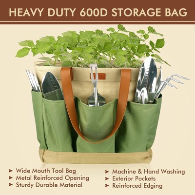 YAUNGEL Gardening Tools - 10 Pcs Garden Tool Set Heavy Duty Stainless Steel G...