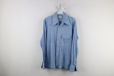 Vintage 70s Streetwear Mens Medium Distressed Knit Collared Button Shirt USA