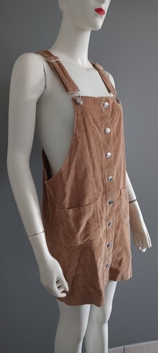 Robe Salopette Jennyfer Marron Beige - Taille S, Longueur Genou, Occasion Très Bon état