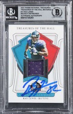 Ray Lewis Signed 2021 Panini National Treasures #17 #80/99 Card Auto 10 BAS Slab