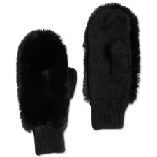 INC INTERNATIONAL CONCEPTS INC Faux-Fur Mittens Black  Polyester & acrylic
