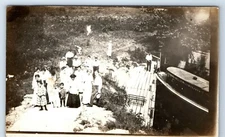 Vintage RPPC Postcard Family At The Dock Ferry Boat Real Photo