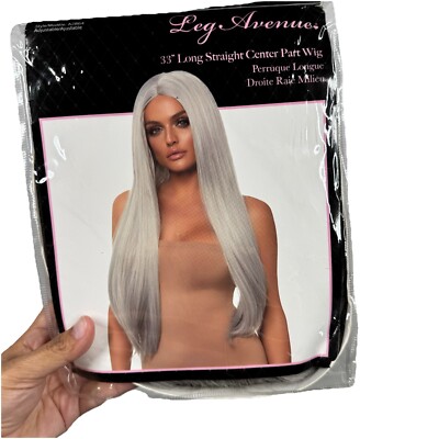 Synthetic Lace Front Wig Gray Peluca Long Silk Straight Ombre Wigs Fashion Women