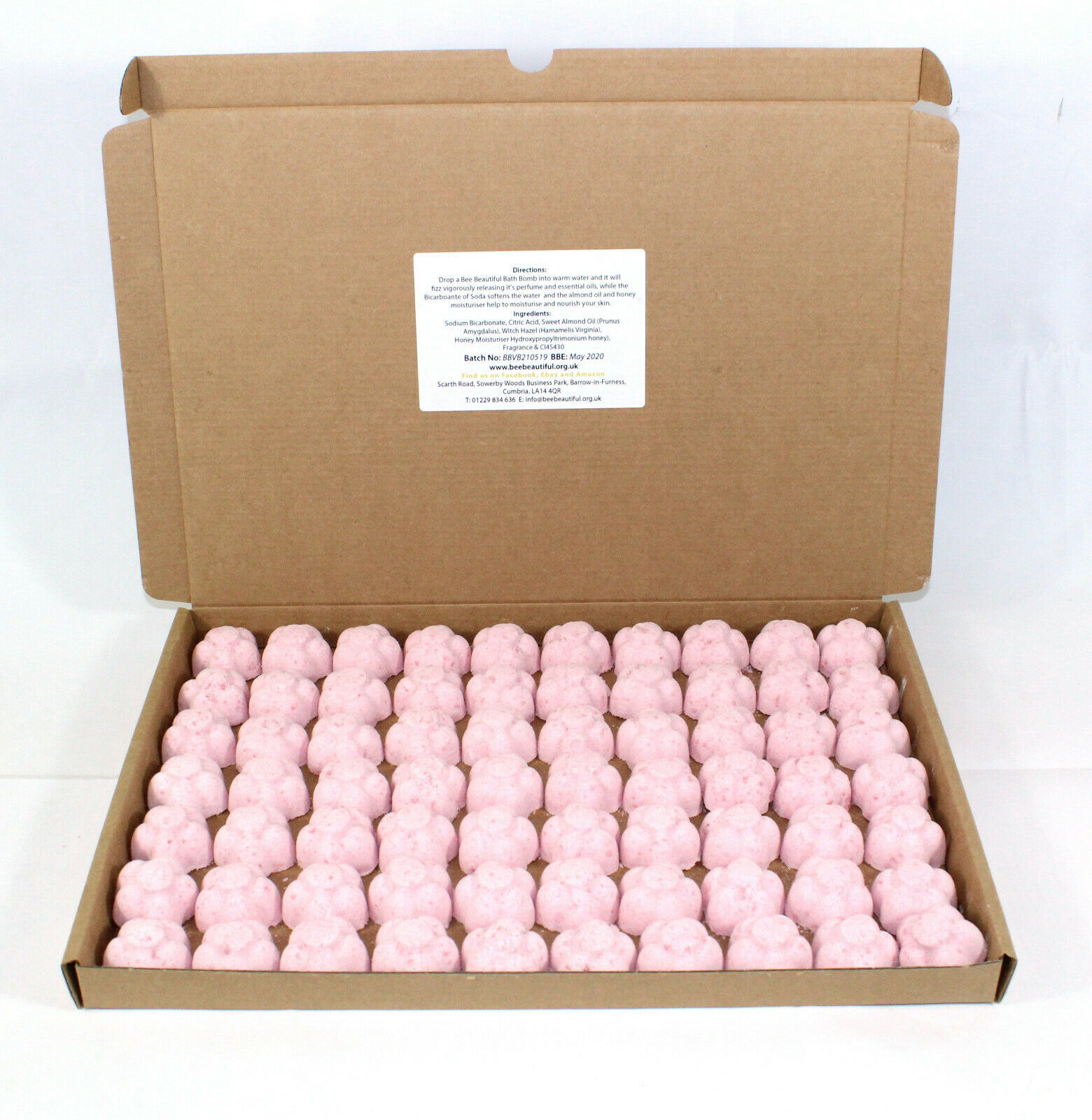 Bath Bombs Strawberry scented 70 x 10g Flowers less mess reduced plastic