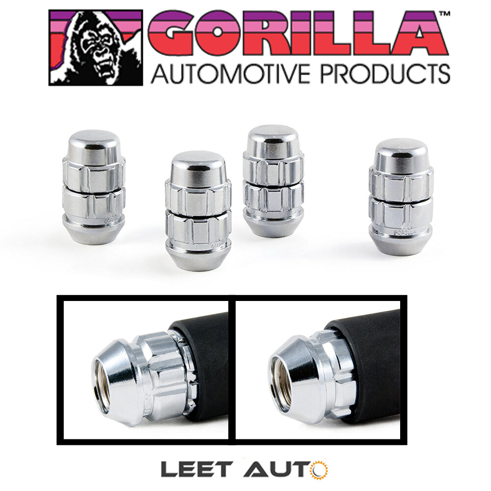 Gorilla X2 Wheel Locks, 12mm x 1.50 Thread, Bulge Acorn, Chrome