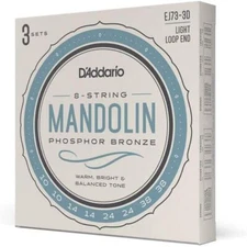 D'Addario EJ73-3D Mandolin Strings, Phosphor Bronze, Light, 10-38, 3 Sets