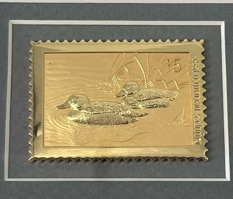 Framed 1998 Ducks Unlimited Block of Four $5 Duck Stamps with Gold Stamp Replica - Image 2 of 4