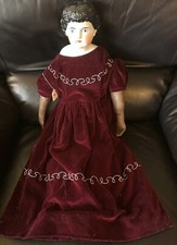 Antique German 25  China Head C1880 Doll With Gorgeous Outfit  Unusual Hairstyl