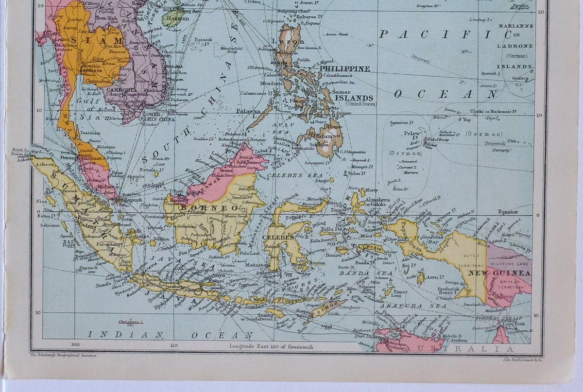 HISTORICAL MAP THE FAR EAST 1905 CHINA JAPAN ASSAM BORNEO SUMATRA