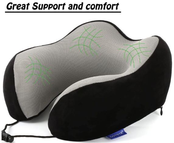 Ultra-Soft GOTDYA Memory Foam Travel Neck Pillow for Comfortable Sleep
