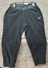 Nike Womens Sweat Pants Dri Fit Joggers Warm Fleece Black With Pockets Size M