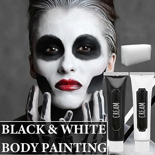 Halloween Cosplay SFX Makeup Black + White Face Body Paint Special Effect - Picture 7 of 7