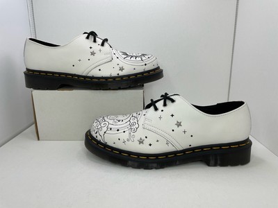 Dr. Martens 1461 Cosmic White and Black Loafers 1461 Cosmic Embroidered Leather Oxford Shoes in White | Dr  main image 4