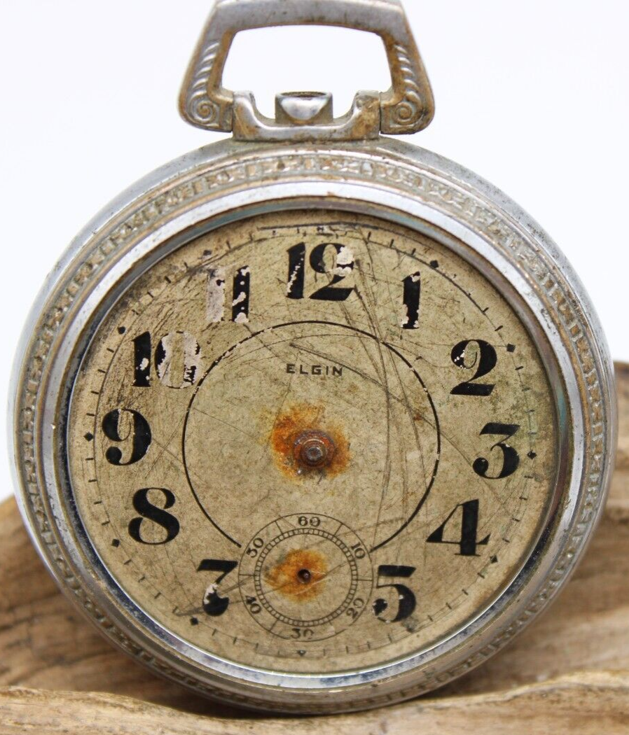 ELGIN 15087882 MEN'S RAILROAD POCKET WATCH GRADE 336 18s 17j FOR REPAIR