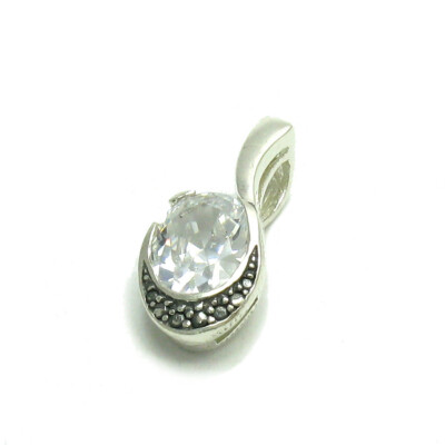 Sterling Silver Pendant Solid 925 With 10x8mm Oval CZ Nickel Free Empress 
