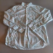 Calvin Klein Button-Up Dress Shirt Mens Large White Blue Gray Stripe