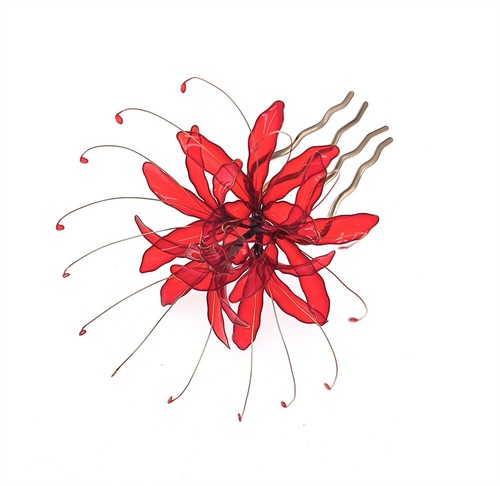 Hecho a mano Lycoris Radiata Flor Peine para el Cabello Hanfu Cheongsam Tocado Accesorios - Imagen 17 de 18
