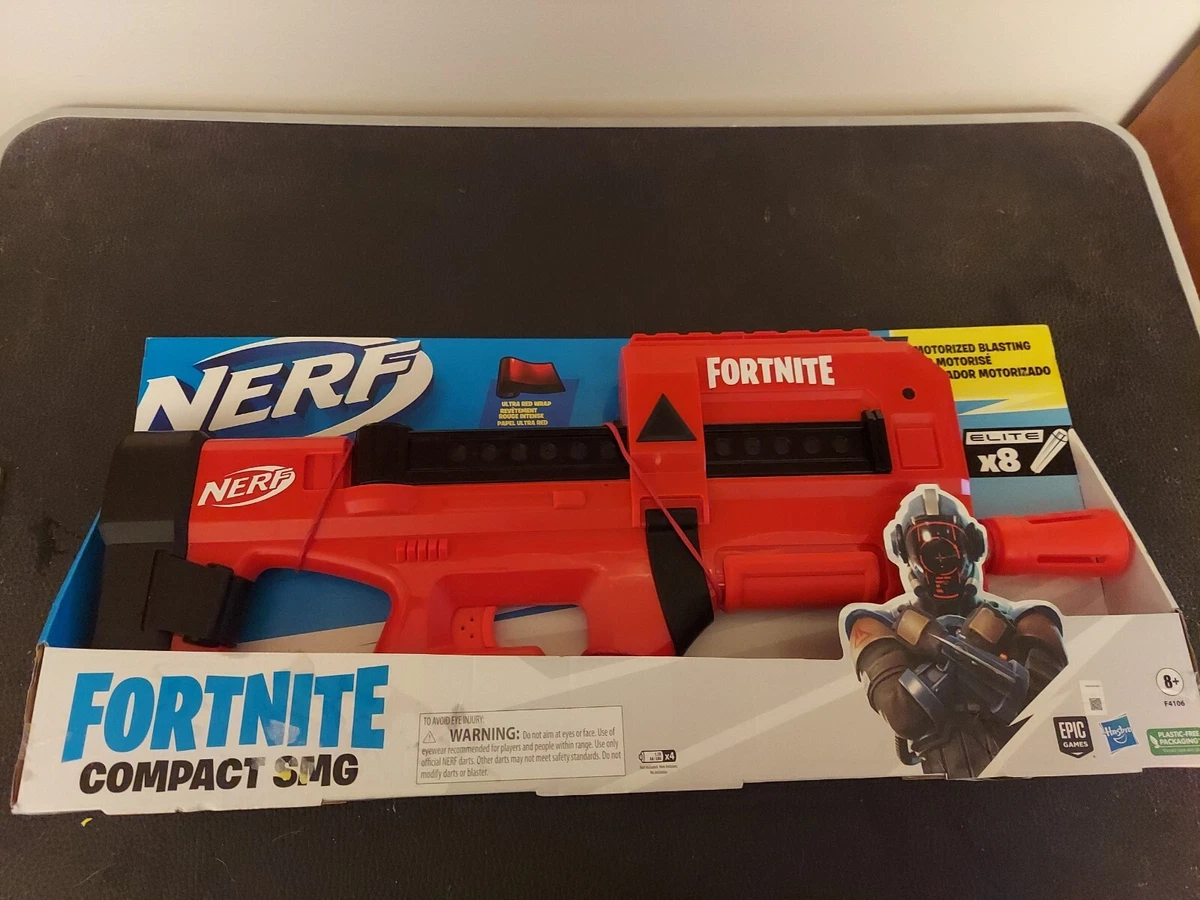 Nerf Fortnite Compact SMG Motorized Dart Blaster, Ultra Red Wrap