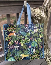 Shopping Tote JUNGLE Safari Animals Reusable Marshalls NWT🐅🐾🌿
