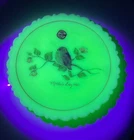 Fenton Hand Painted " New Born " On Mothers Day Custard Satin Plate 1980 GLOWS