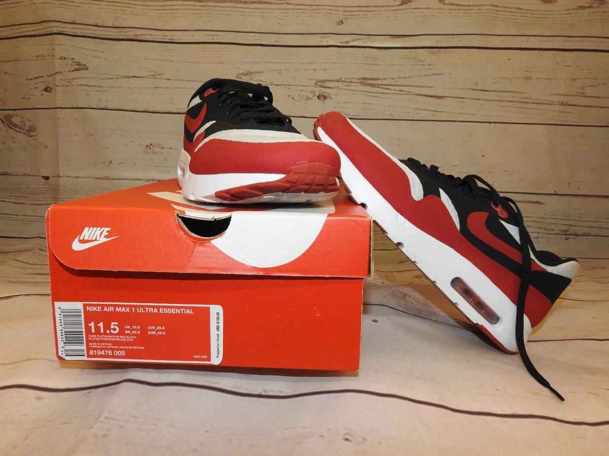 Nike Air Max 1 Ultra Essential Pure Gym Red-Black Size 11.5 USED | eBay