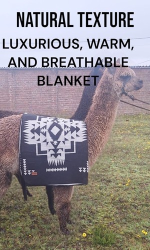Alpaca Wool Blanket, 100 x 83- Ultra Soft- Reversible 2 in 1-Premium Alpaca Wool - Picture 8 of 9