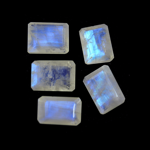 5 Pcs Natural Rainbow Moonstone Top Quality 13-13.7mm Baguette Cut Gemstones Lot - Picture 5 of 13