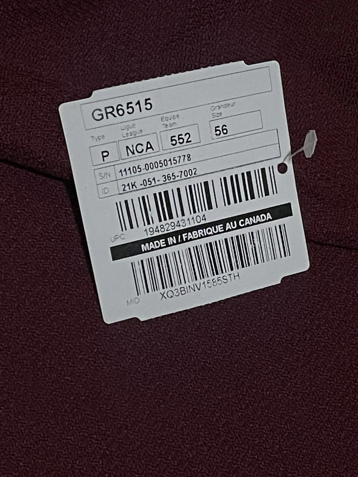 Camiseta deportiva de hockey Adidas Arizona State ASU NCAA hecha en Canadá MiC talla 56 nueva con etiquetas rara Foto 3 de 4