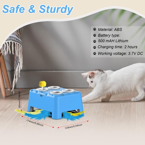 Interactive Cat Toys 2-in-1 Automatic Cat Toy 4 Holes Mice Whack A Mole Cat M... - Picture 3 of 7