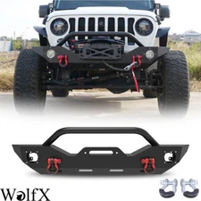 Powder-Coated Front Bumper For 2007-2018 Jeep Wrangler JK w/D-Ring Shackles