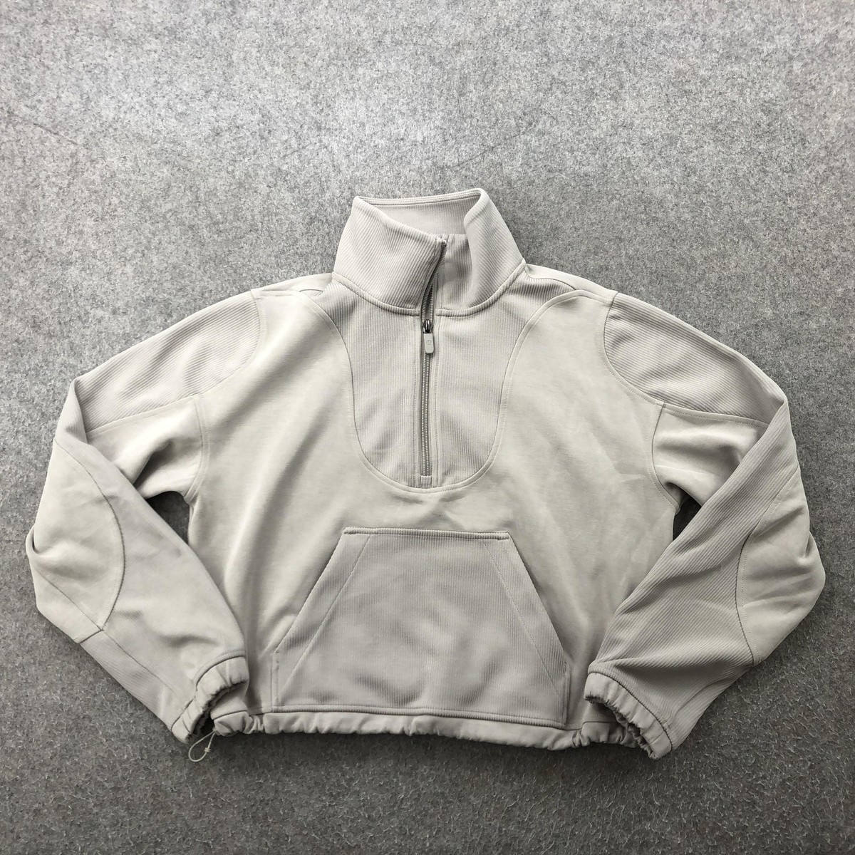 Lululemon Pullover Womens Gray Cropped Half Zip Ribbed Panels
