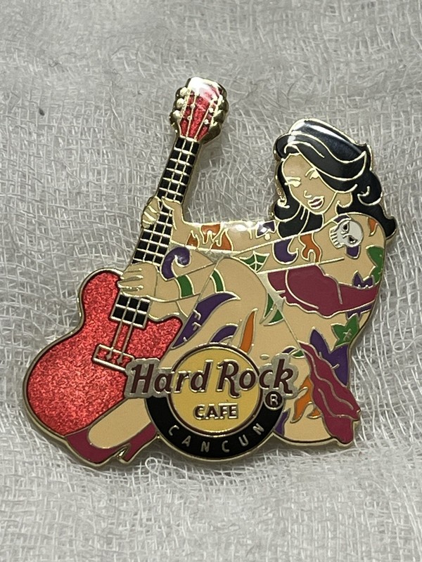 Hard Rock Cafe Cancun Sexy Tattooed Girl in Pink with Pink Guitar