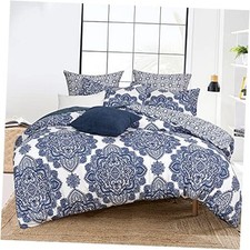 Ultra Soft Paisley Duvet Cover Size, Queen Royal Blue  White No Comforter 