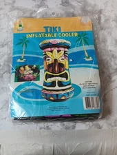 Vintage Inflatable Tiki Hawaiian Tropical Summer Beach Pool Party Ice Cooler Y2K