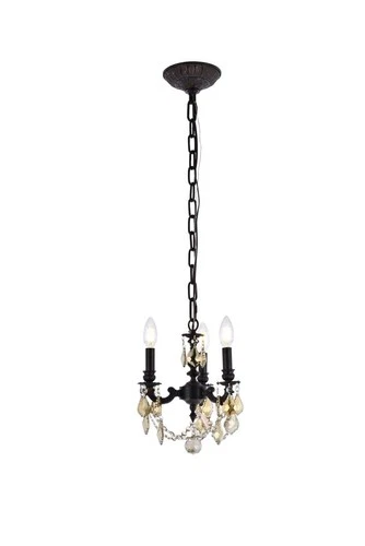 Elegant Lighting Lillie 10" 3 Light Royal Crystal Chandelier - Picture 4 of 9