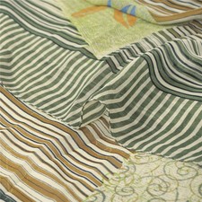 Sanskriti Vintage Green Sarees Pure Georgette Green Print Sari 6Yd Craft Fabric
