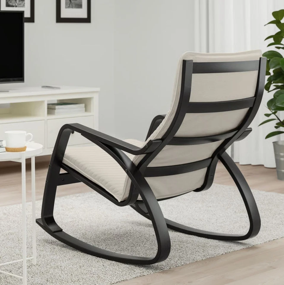Mecedora IKEA POANG, negro-marrón/Knisa beige claro 294.292.61 - NUEVA Foto 3 de 4