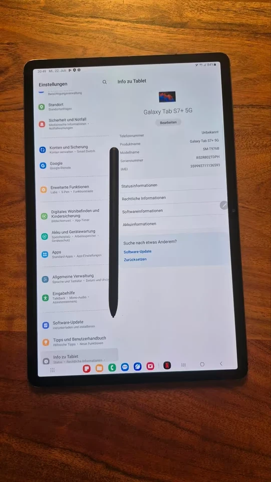 Samsung Galaxy Tab S7+ 5G 12,4 (120Hz) inkl S.Pen Mystic Black - Bild 1 von 2