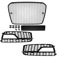 Set Kühlergrill Wabendesign + Gitter Schwarz glanz für Audi A5 8T S-Line ab 2011