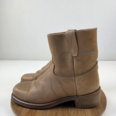 Durango Boots Mens Size 9 Tan Leather Pull On Roper Western Short Ankle Work