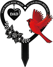 Dad Cemetery Decorations for Grave, Father Metal Memorial Grave Markers, Cardina