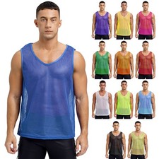 Mens T-shirts Loose Tops Mesh Vest Running Sportswear Fishnet Tank Workout Sexy
