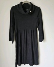 Style & Co Black Snap Cowl Neck Ribbed Sweater Dress Size M