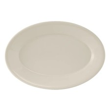 Tuxton China Inc Reno 15" Amer White/Eggshell Ceramic Wide Rim Platter - 6 EA