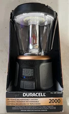 Duracell 2000 Lumens Tri-Power Rechargable Lantern Solar Power Built-In Battery