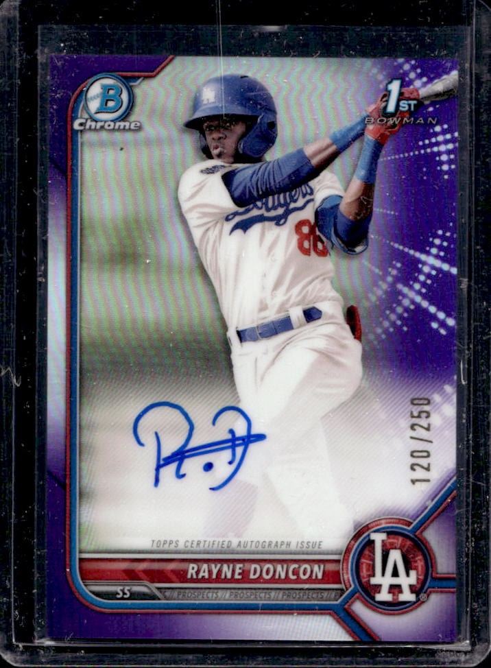 2022 Bowman Chrome Rayne Doncon Auto Purple Refractor 1st Prospect #120/250