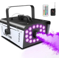 Fog Machine Halloween Outdoor with 18 LED Lights, Smoke Machine Fog 1200W wit...