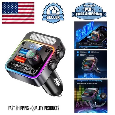 Stylish 4-Port 54W Bluetooth FM Transmitter with Deep Bass & Hands-Free Calling